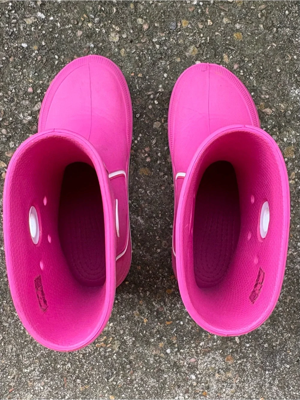 Crocs Jaunt Youth Girls Sz 3 Pink Rain Boots Mud Puddle Pull On Waterproof